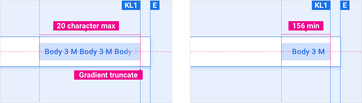Độ dài tối đa của nhãn nút là 20 ký tự. Chiều rộng tối thiểu của nút là 156dp.