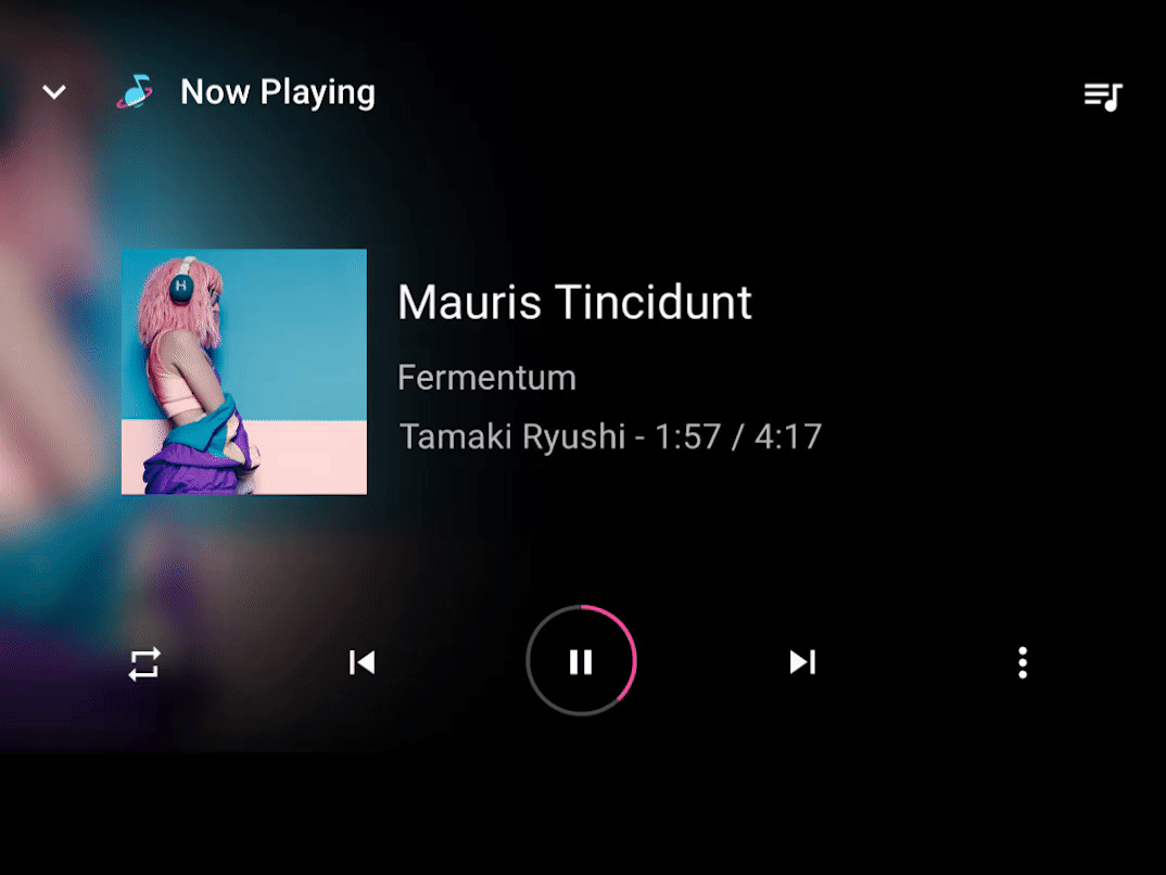 Exemplo de sobreposição de ação do Android Auto OS