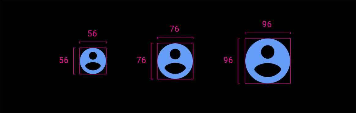 Tamaños de avatares de Android para coches