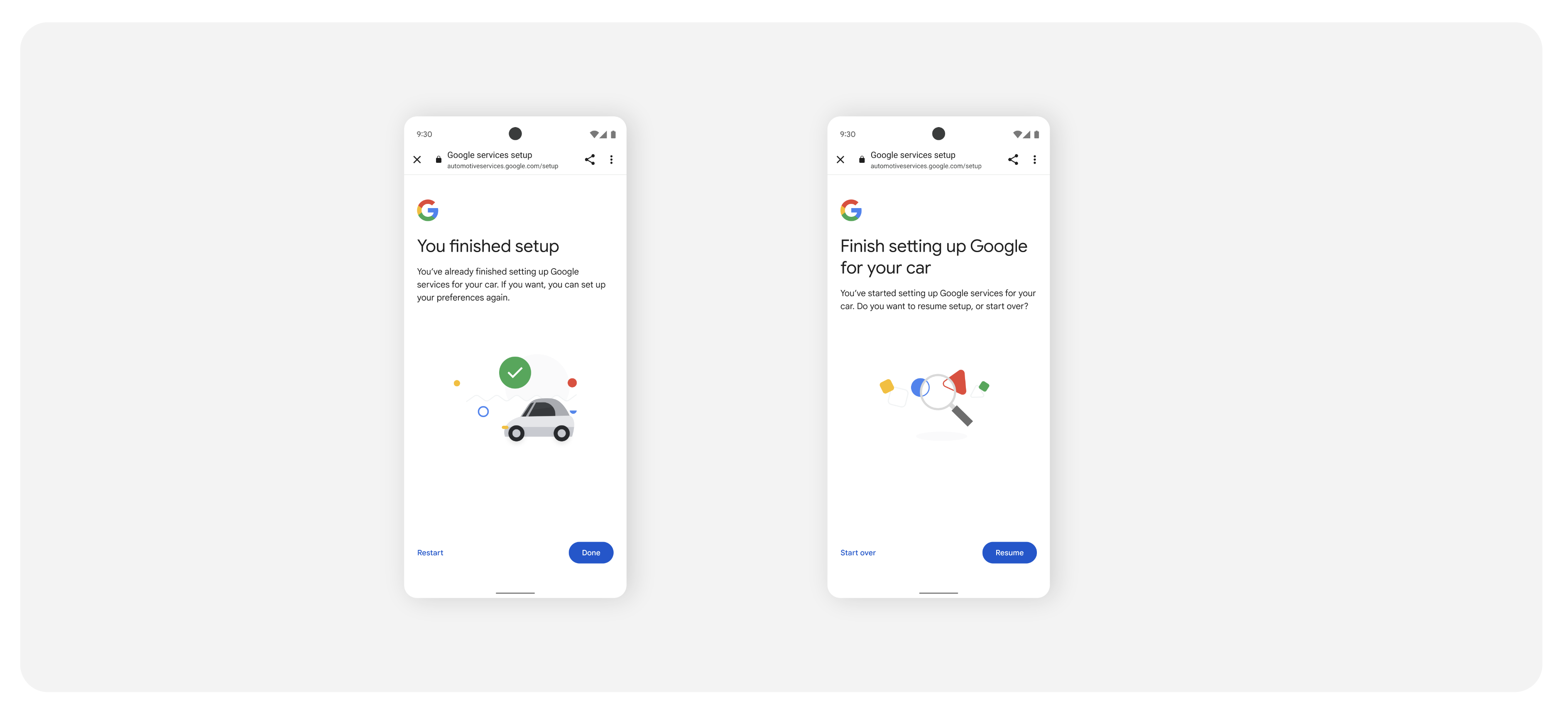 Users are reminded to complete Google built-in setup