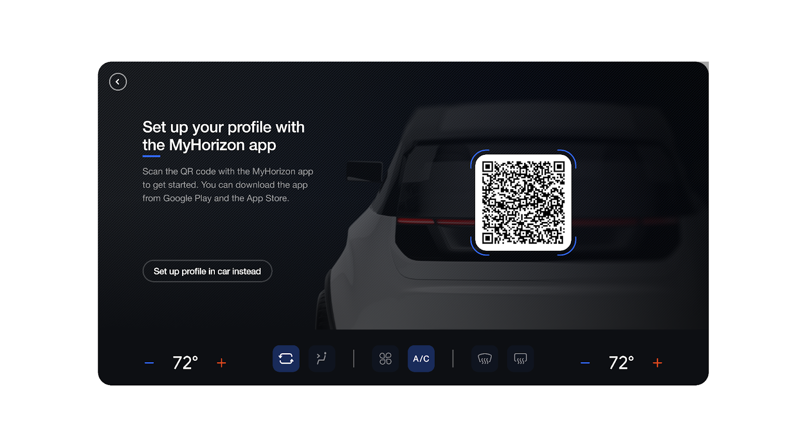 Example of in-car landing page