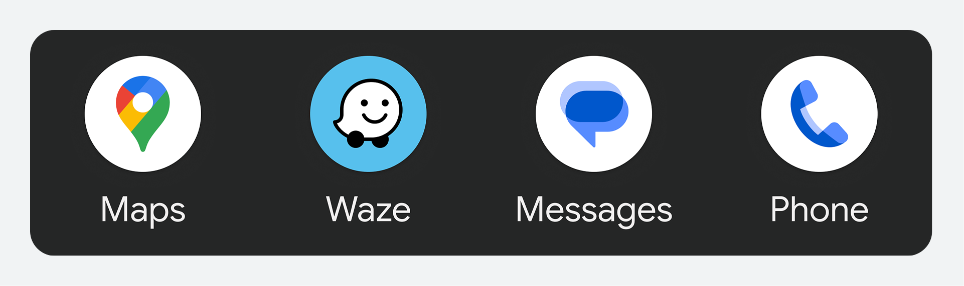 3 app icons with titles