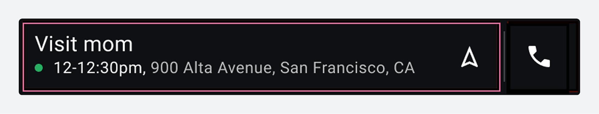 Event navigation selection area