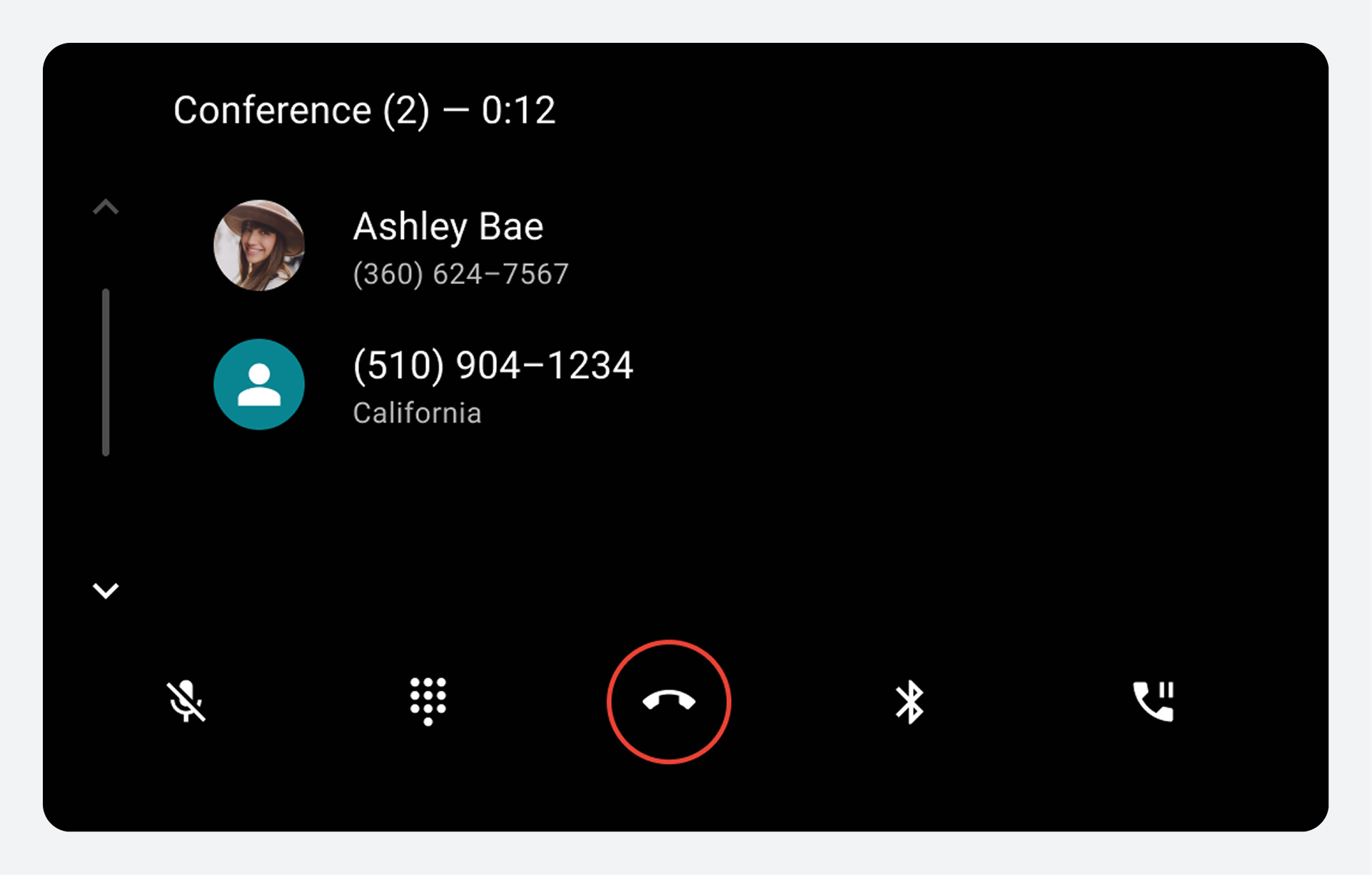 In-call control bar anatomy